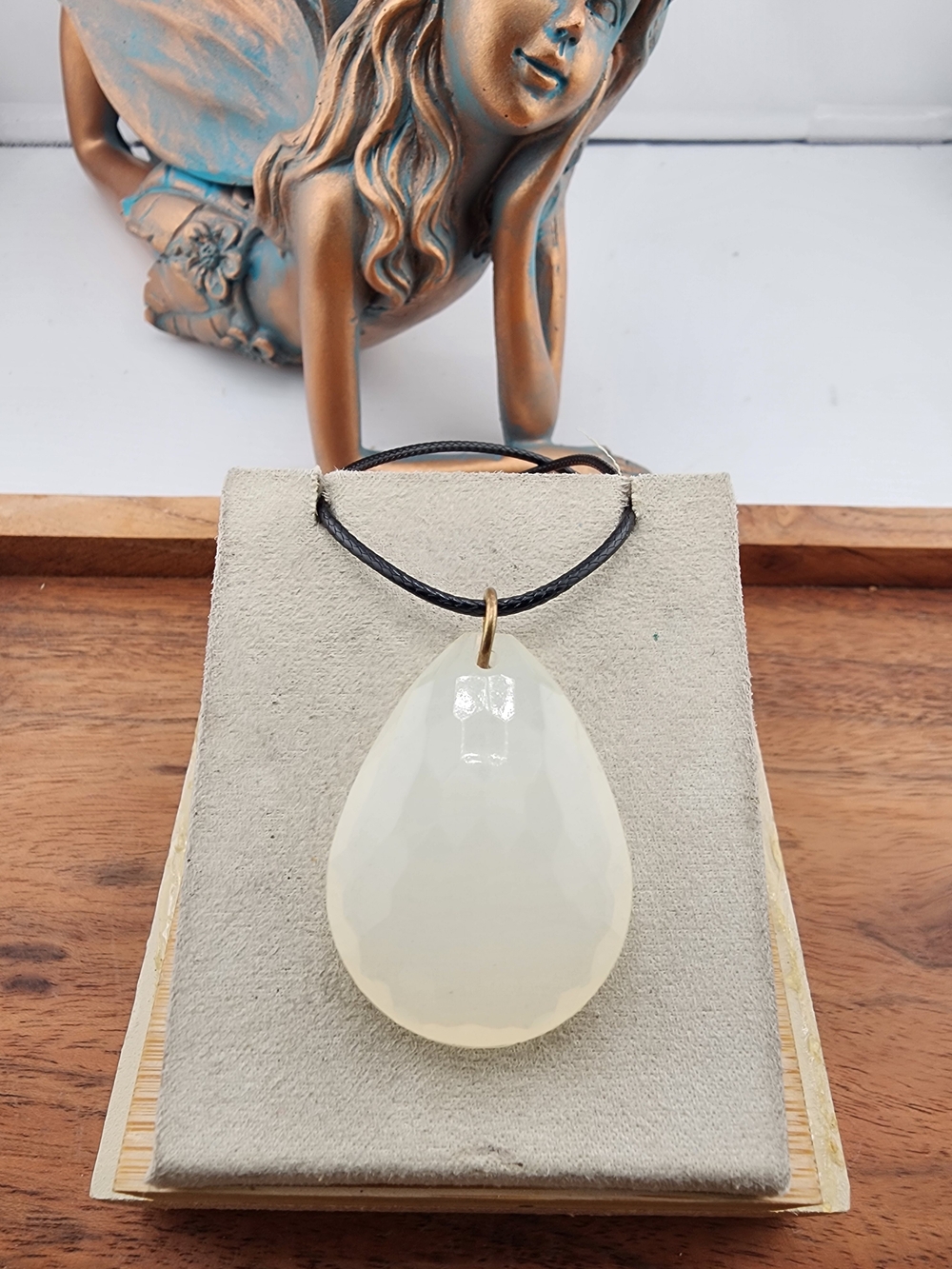 Minimalist Cream Teardrop Pendant Necklace by